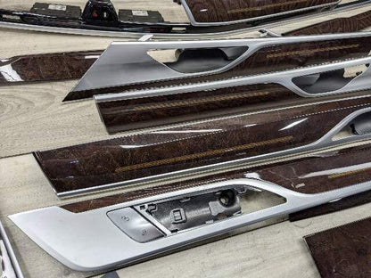 16-19 OEM BMW G12 750 Dash Doors Air Vent Wood Oak Interior Trim SET