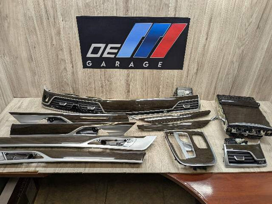 16-19 OEM BMW G12 750 Center Dash Doors Air Vent Wood Interior Light Trim SET