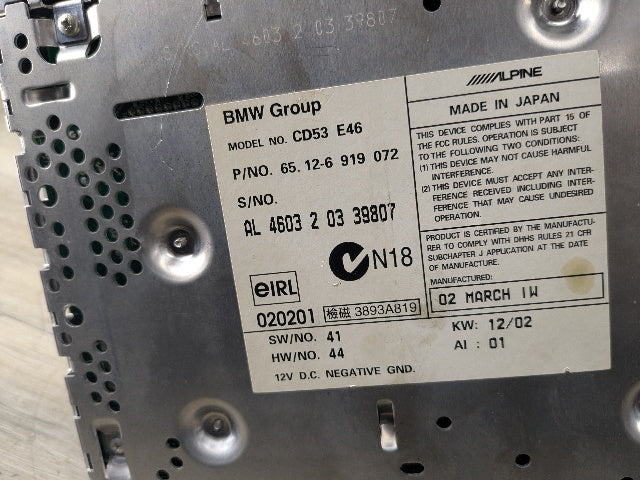 00-06 OEM BMW E46 325 328 330 M3 Radio Business CD Player Head Unit