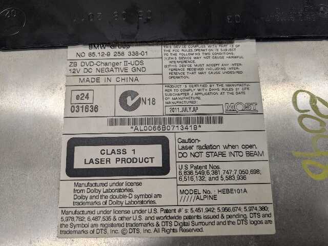 10-15 OEM BMW F01 F02 F10 F13 550 650 750 Alpina B7 CD DVD Changer Player