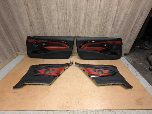 15-20 OEM BMW F32 F82 M4 RED Front Rear Left Right Door Cards Panels Leather SET