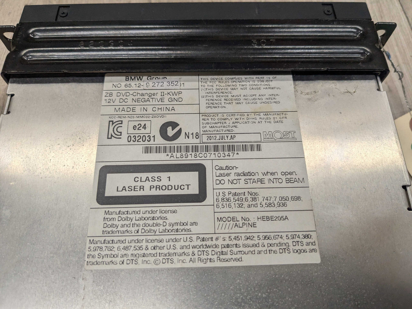 OEM BMW E70 E71 X5 X6 X5M X6M Entertainment System DVD Changer Player Drive