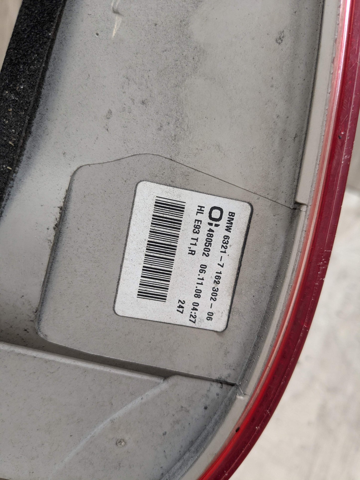 07-10 OEM BMW E93 328 335 M3 CONVERTIBLE Rear Right Passenger Outer Tail Light