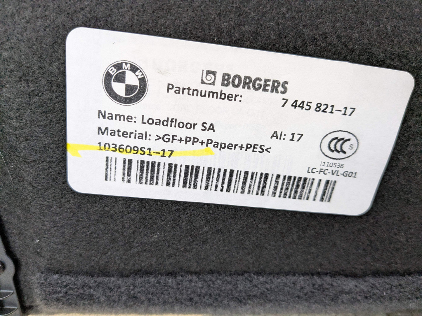 OEM BMW F97 G01 X3 X3M Trunk Floor Mat Carpet Cargo Spare Tire Storage Cover