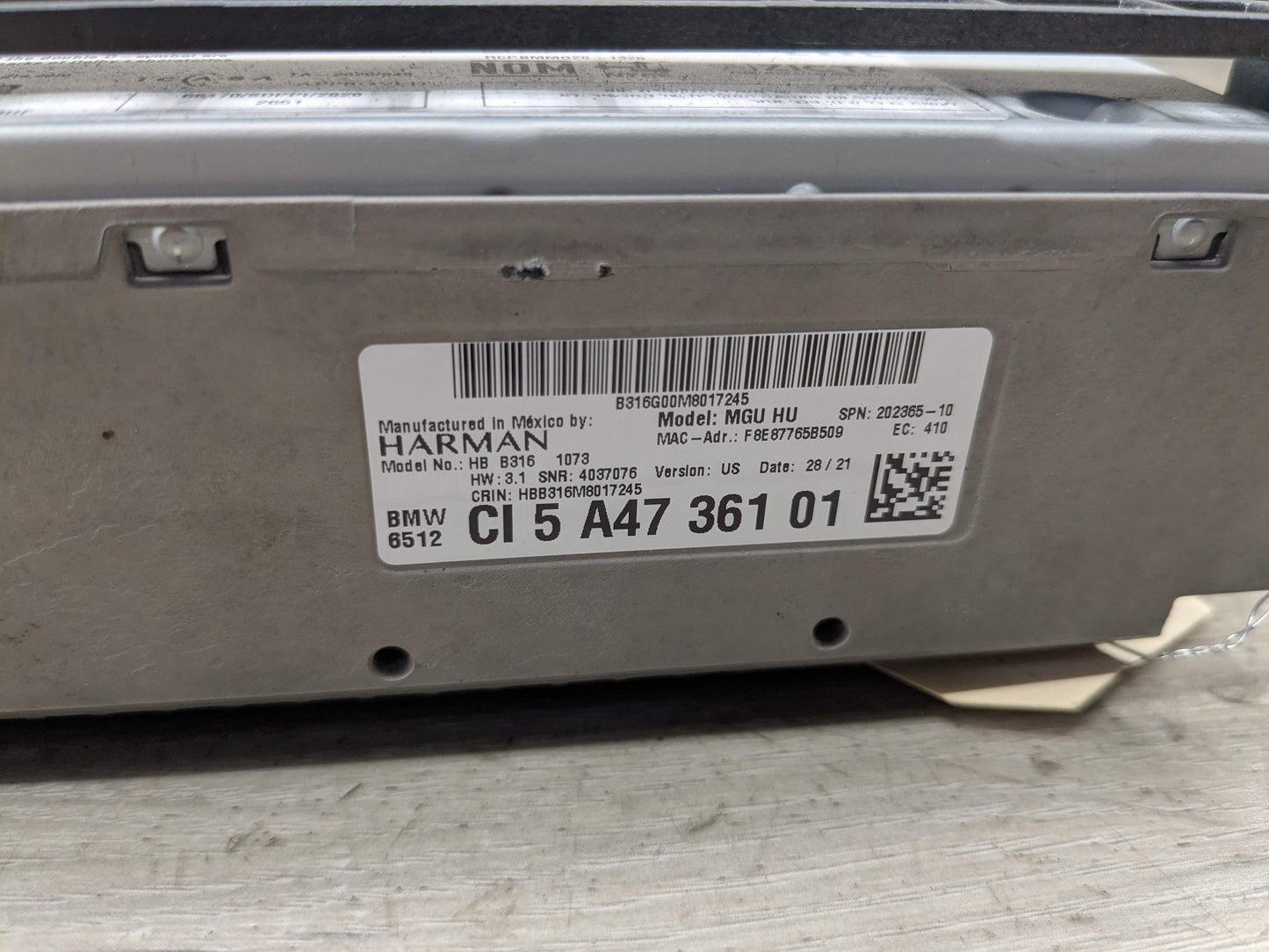 18-23 OEM BMW G01 G05 G20 G22 G80 MGU HU Navigation Headunit Radio Audio HW 3.1