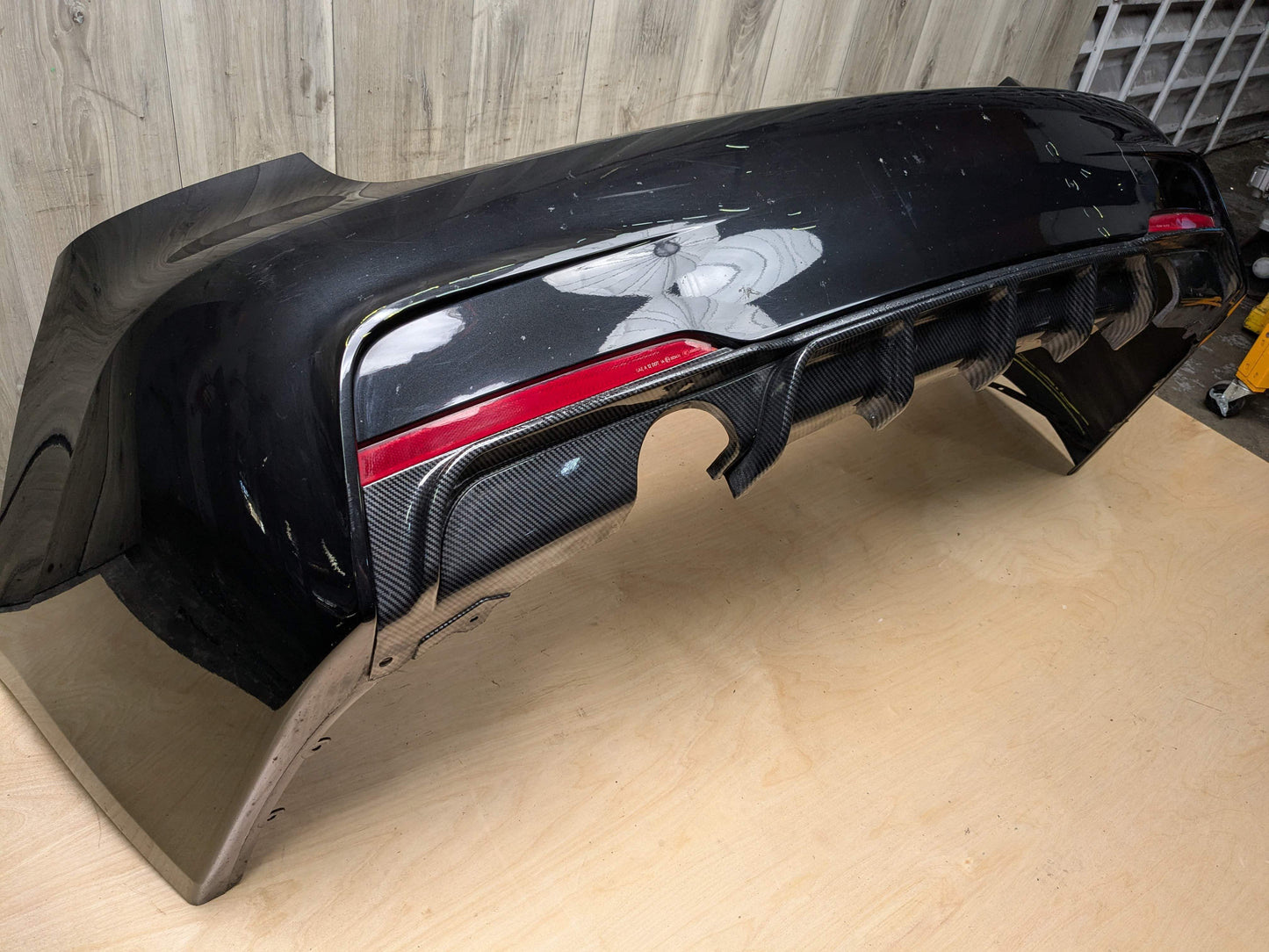 *12-18 OEM BMW F30 335i REAR Bumper Dual Exhaust Cover Trim M-SPORT Black 475