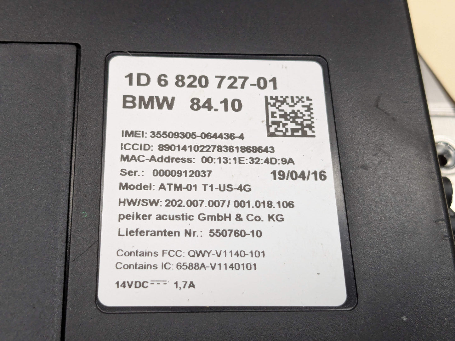OEM BMW F10 F15 F22 F30 F32 F48 F80 F82 M3 M4 Telematics Control Unit Module TCB