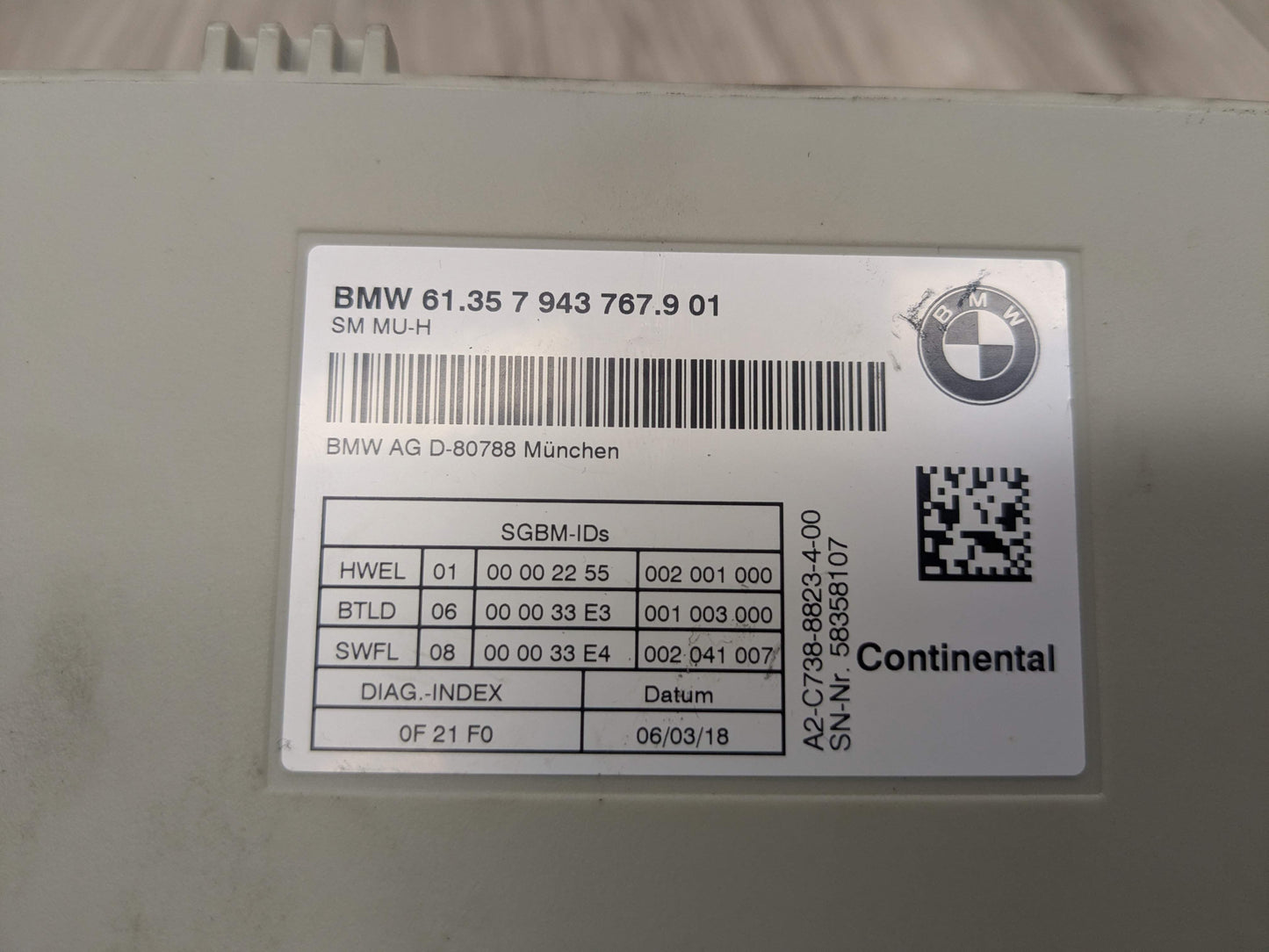 PRE-LCI OEM BMW F90 G01 G12 G30 X3 Front Left / Right Seat Memory Control Module