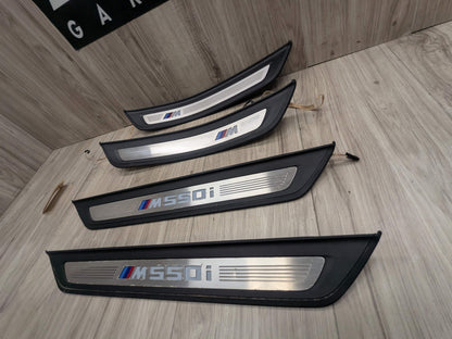 OEM BMW G30 530 540 M550 Front Rear Left Right Illuminated Door Sill Trim SET