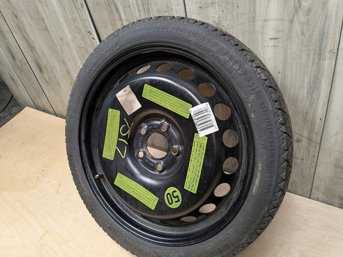 08-17 OEM AUDI A4 S4 A5 S5 19x4 ET29 Emergency Spare Tire Wheel