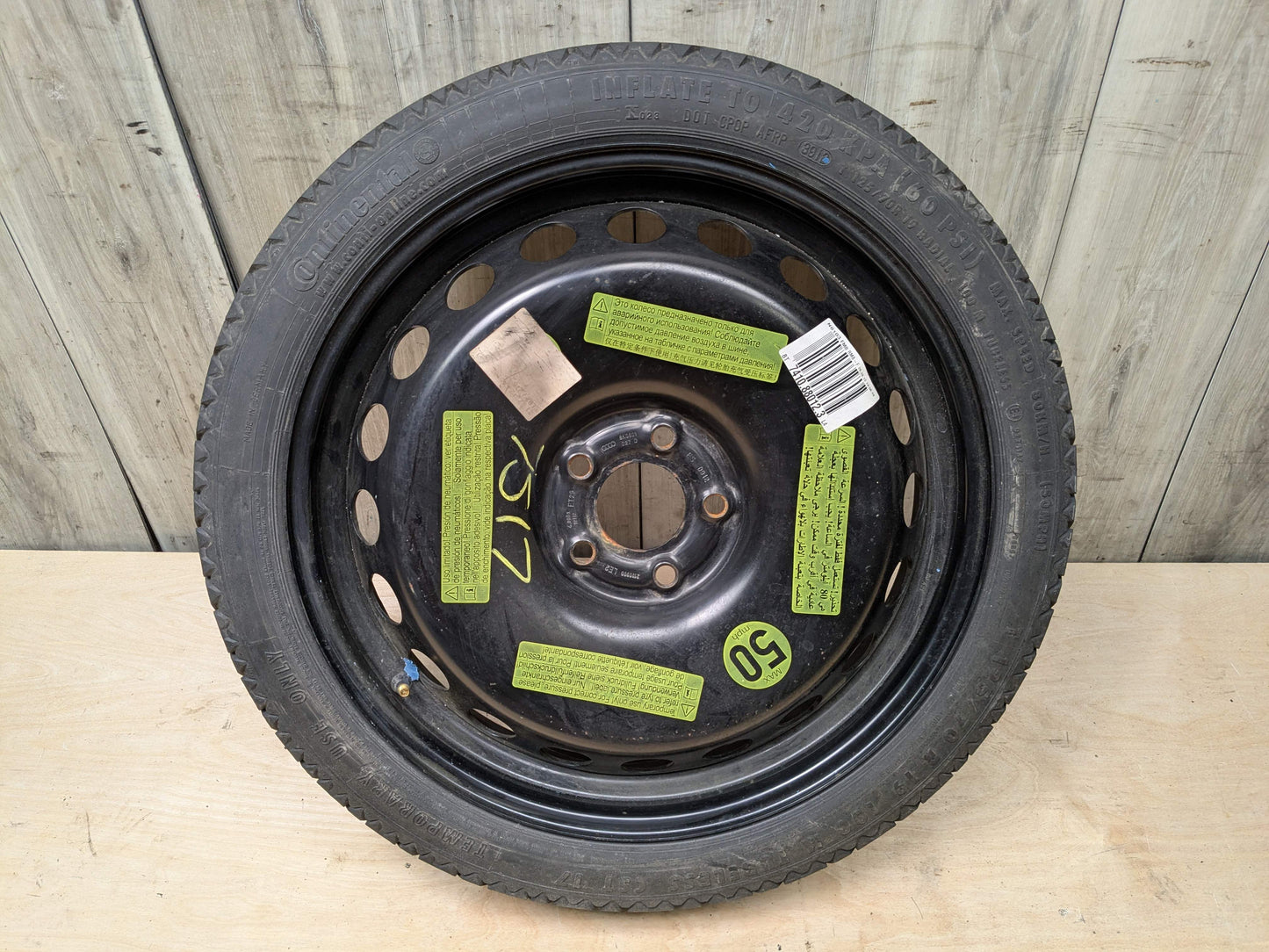 08-17 OEM AUDI A4 S4 A5 S5 19x4 ET29 Emergency Spare Tire Wheel