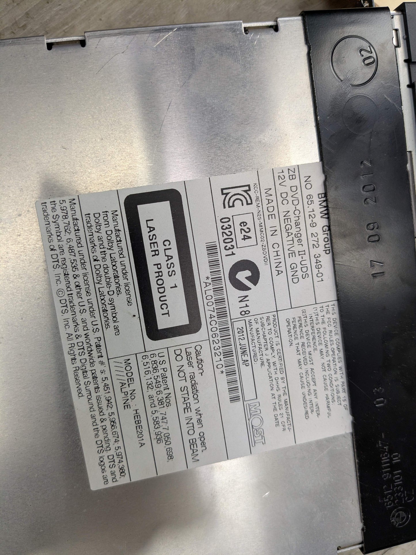 10-15 OEM BMW F01 F02 F10 F13 550 650 750 Alpina B7 CD DVD Changer Player