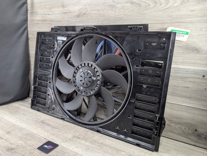 14-16 BEHR Porsche Panamera Turbo Electric Radiator Cooling Fan Shroud w/ Motor