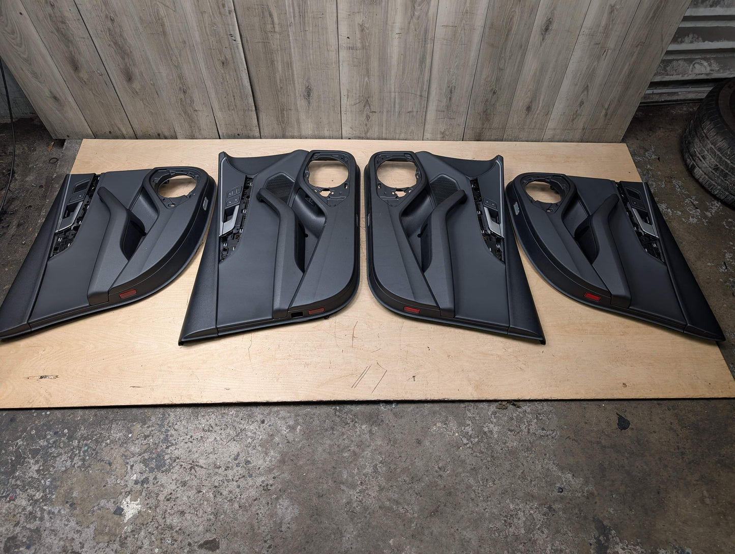 *17-19 OEM AUDI B9 A4 Front Rear Interior Door Panels Black SET Ambient Lighting