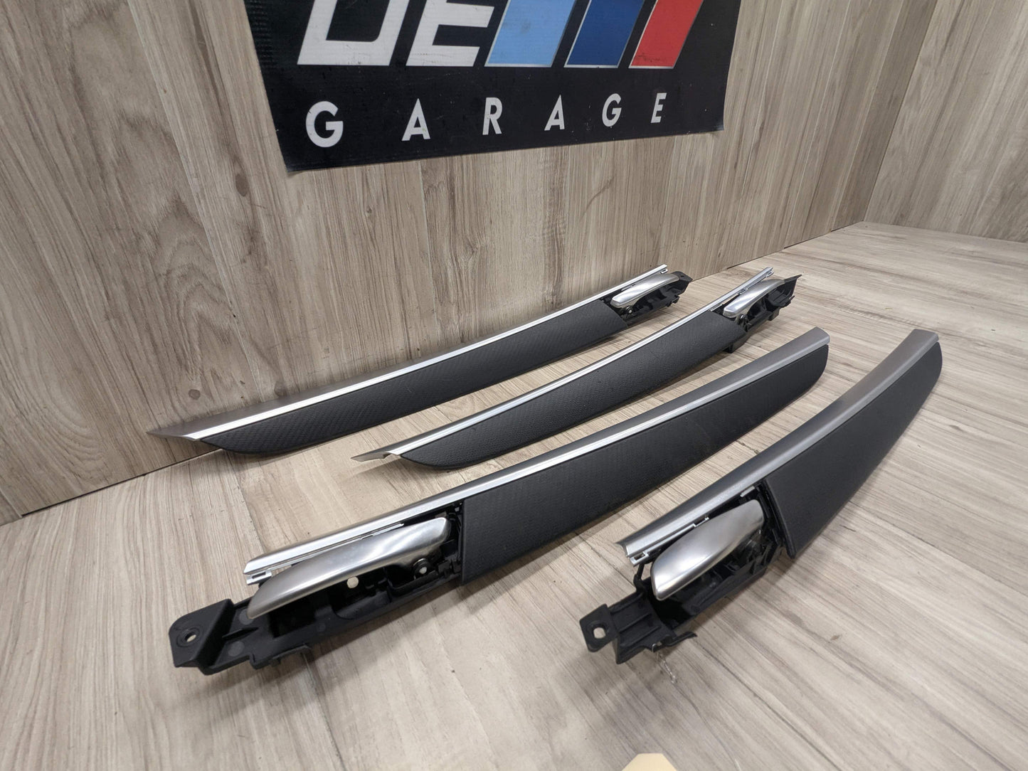 OEM BMW E70 X5 X5M Front Rear Left Right Door Panel Trim Moldings Carbon Leather