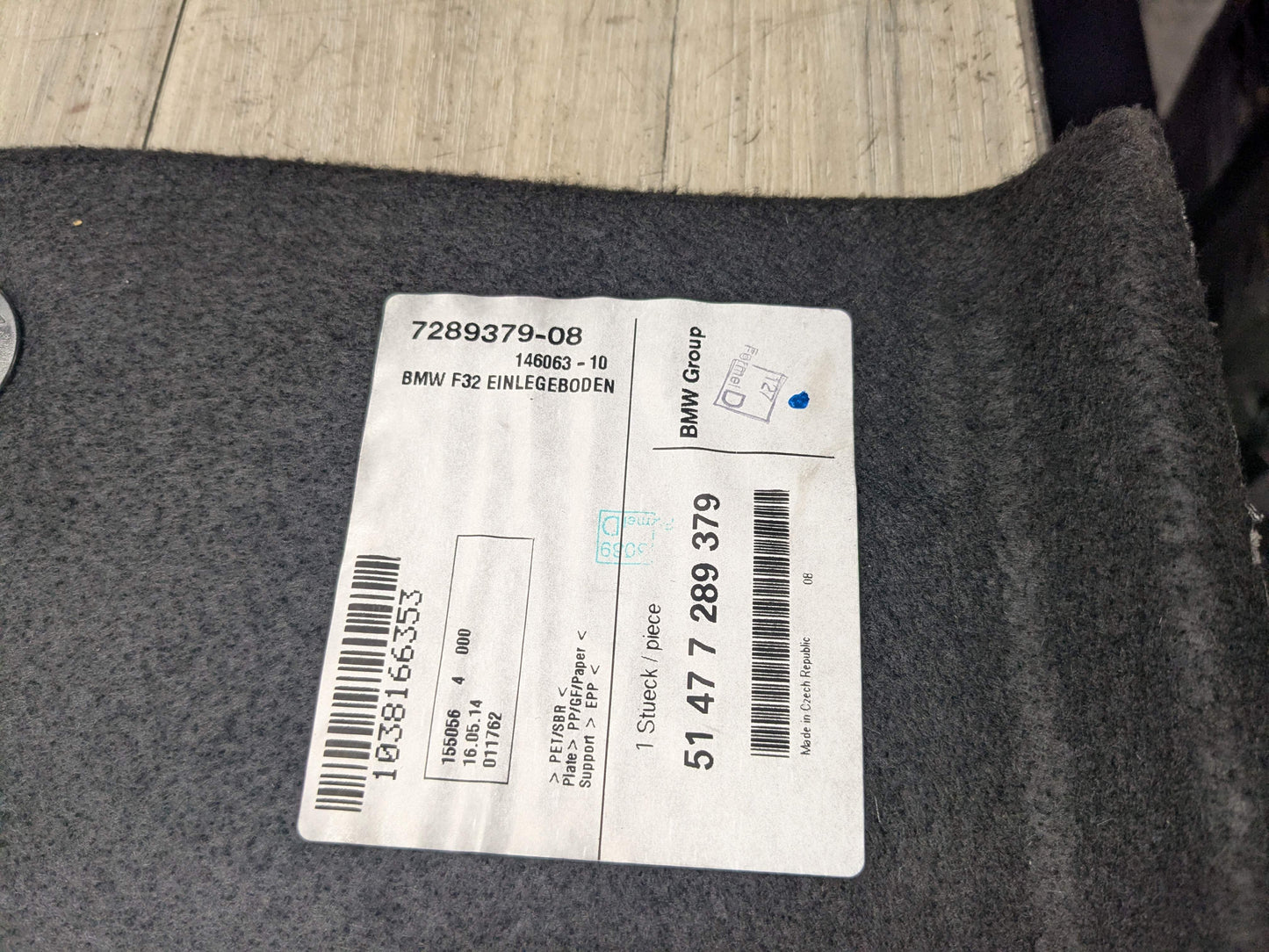 OEM BMW F32 F82 428 430 435 440 M4 Coupe Rear Trunk Floor Mat Carpet Cargo Cover