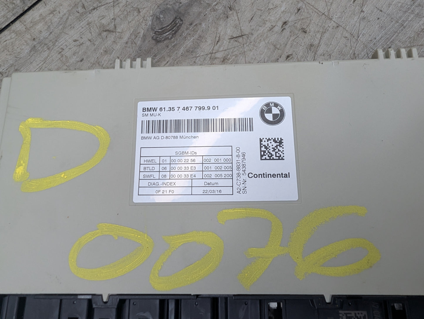 16-19 OEM BMW G12 G11 740 750 Front Seat Control Memory Module