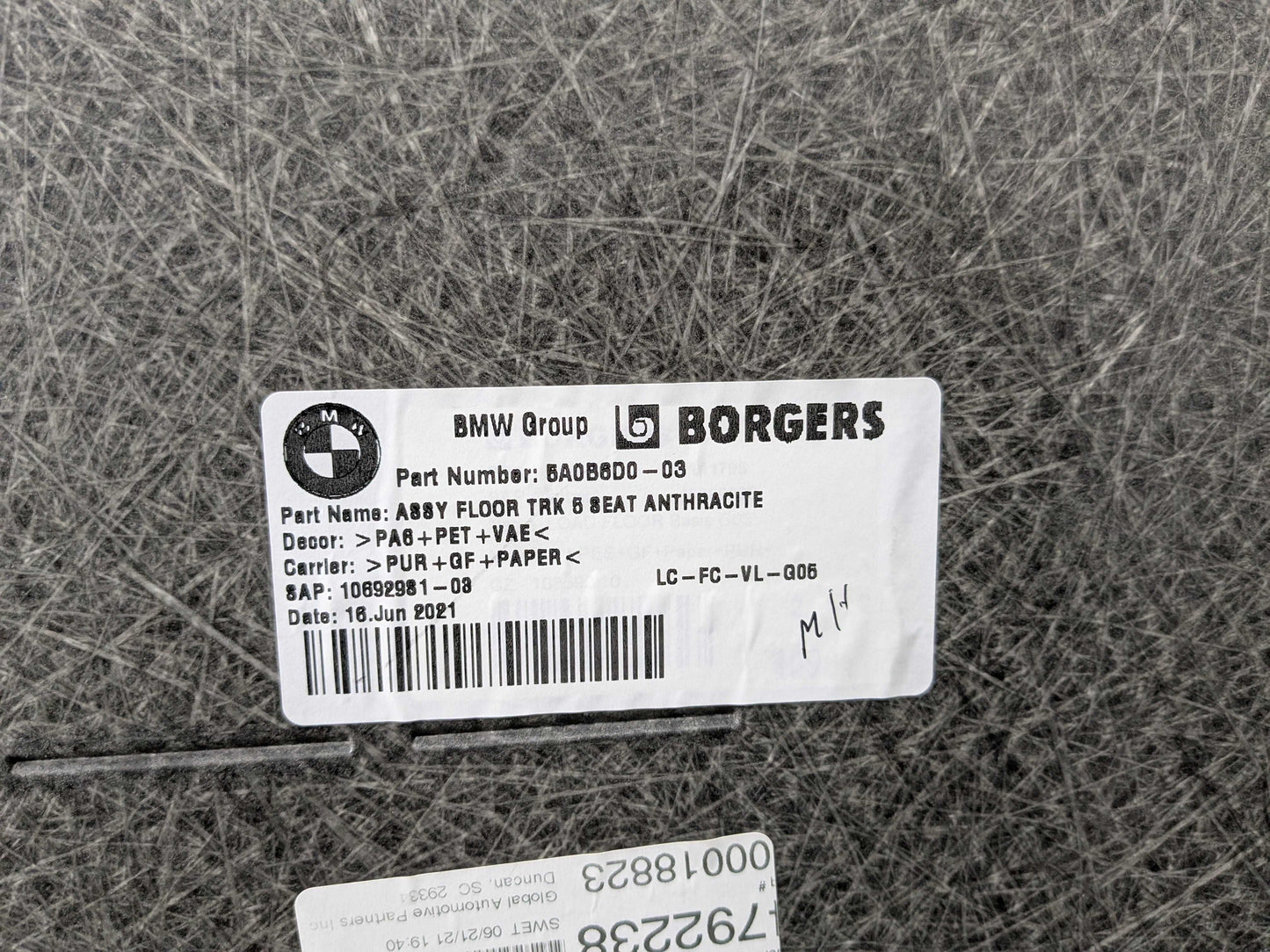 19-25 OEM BMW F95 G05 X5 X5M Trunk Floor Carpet Mat Cargo Storage Cover Luggage