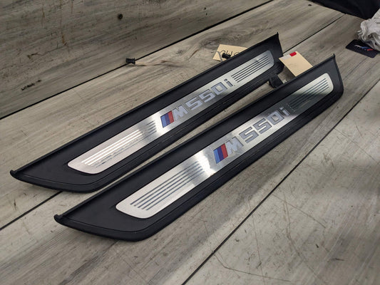 NOTE* 17-23 OEM BMW G30 Front Left Right Lighter Door Sill Molding M Trim SET