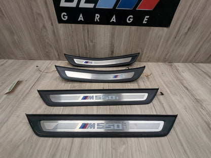 OEM BMW G30 530 540 M550 Front Rear Left Right Illuminated Door Sill Trim SET