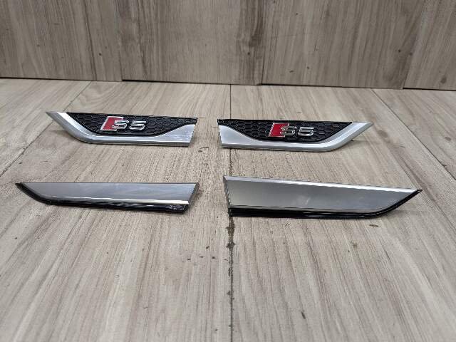 18-24 OEM Audi S5 Sportback Front Left Right Fender Emblem Black/Silver SET
