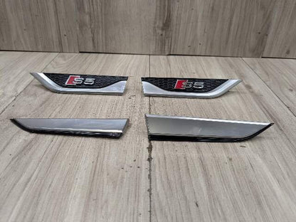 18-24 OEM Audi S5 Sportback Front Left Right Fender Emblem Black/Silver SET