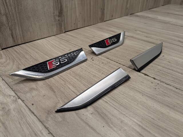 18-24 OEM Audi S5 Sportback Front Left Right Fender Emblem Black/Silver SET