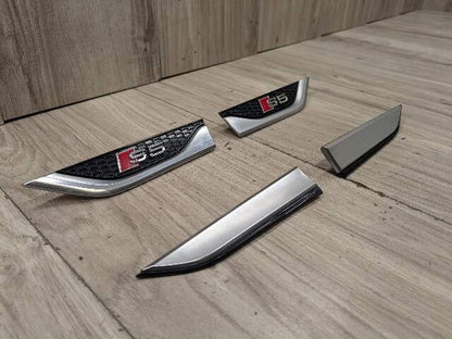 18-24 OEM Audi S5 Sportback Front Left Right Fender Emblem Black/Silver SET