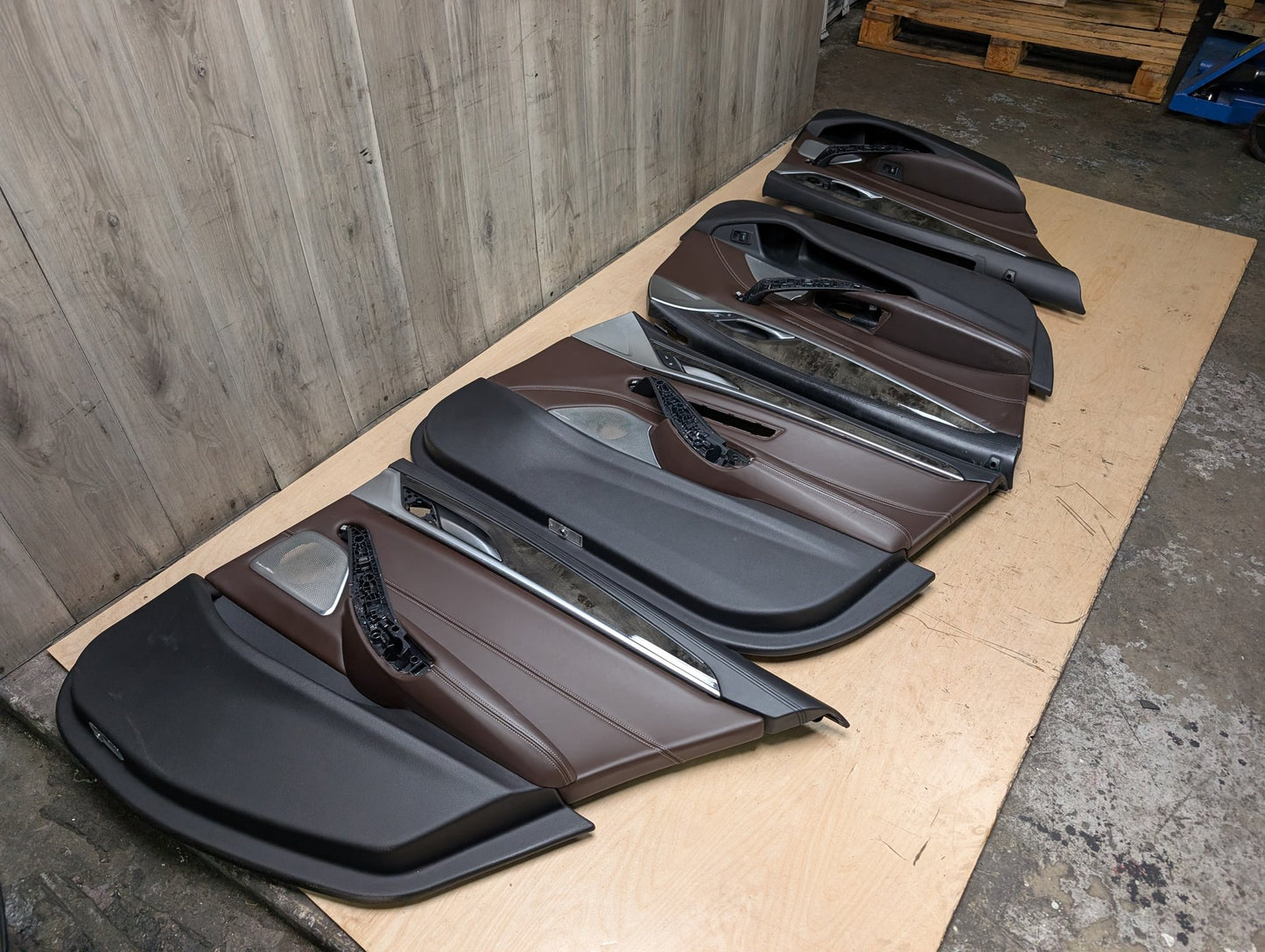 17-20 OEM BMW G30 Front Rear Interior Trim Door Panels SET Leather Brown