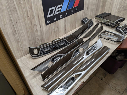 16-19 OEM BMW G12 750 Center Dash Doors Air Vent Wood Interior Light Trim SET