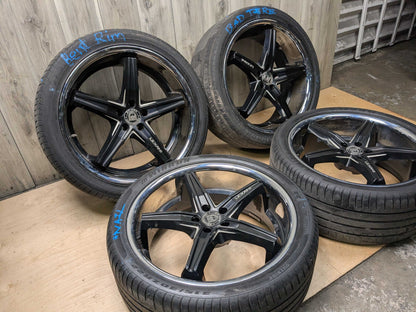 *NOTE* 15-19 LEXANI BMW F16 X6 Wheels Rims 22x9 ET15 5x120 Silver Black SET