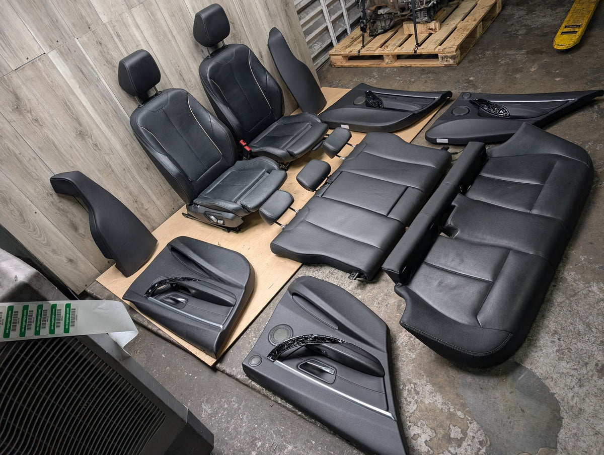 OEM BMW F30 Front Rear Interior SPORT Seats Door Panel SET Black Heated