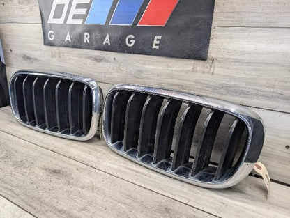 OEM BMW F16 X6 Front Left Driver Side Upper Bumper Kidney Grill Grille Chrome