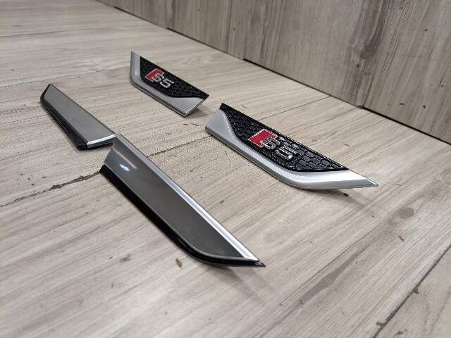 18-24 OEM Audi S5 Sportback Front Left Right Fender Emblem Black/Silver SET