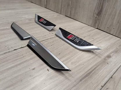 18-24 OEM Audi S5 Sportback Front Left Right Fender Emblem Black/Silver SET