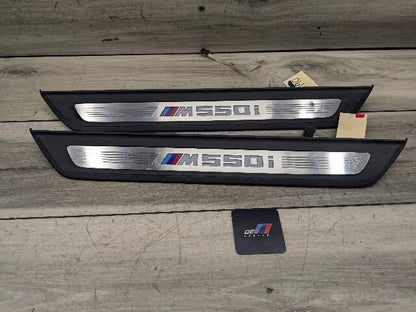 NOTE* 17-23 OEM BMW G30 Front Left Right Lighter Door Sill Molding M Trim SET