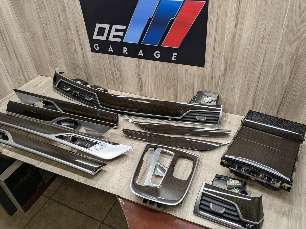 16-19 OEM BMW G12 750 Center Dash Doors Air Vent Wood Interior Light Trim SET