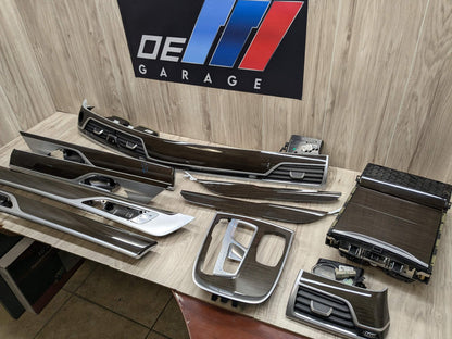 16-19 OEM BMW G12 750 Center Dash Doors Air Vent Wood Interior Light Trim SET