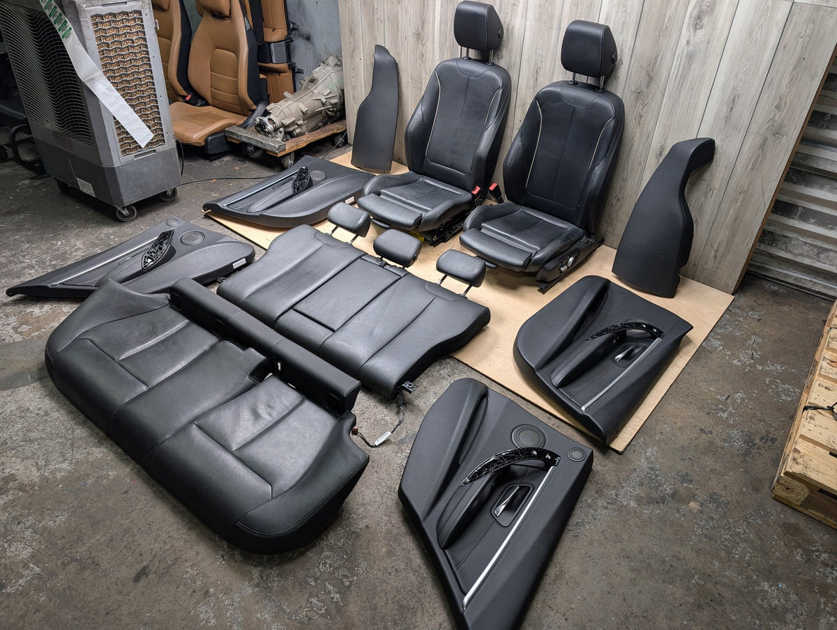 OEM BMW F30 Front Rear Interior SPORT Seats Door Panel SET Black Heated