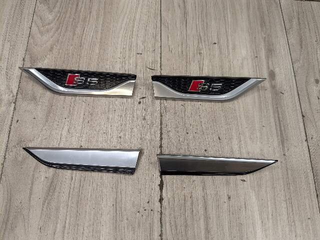 18-24 OEM Audi S5 Sportback Front Left Right Fender Emblem Black/Silver SET