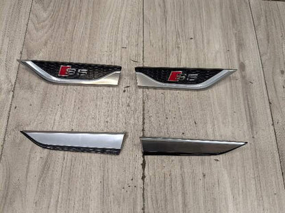 18-24 OEM Audi S5 Sportback Front Left Right Fender Emblem Black/Silver SET