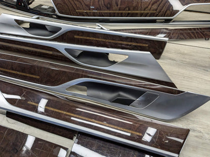 16-19 OEM BMW G12 750 Dash Doors Air Vent Wood Oak Interior Trim SET