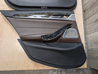 17-20 OEM BMW G30 Front Rear Interior Trim Door Panels SET Leather Brown