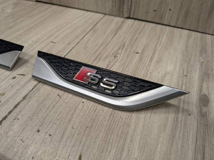 18-24 OEM Audi S5 Sportback Front Left Right Fender Emblem Black/Silver SET