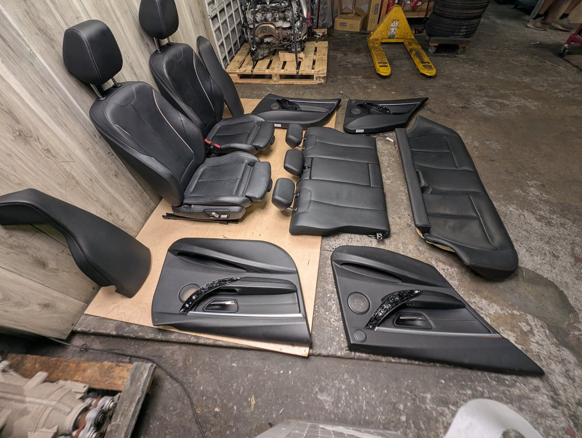 OEM BMW F30 Front Rear Interior SPORT Seats Door Panel SET Black Heated