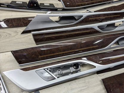 16-19 OEM BMW G12 750 Dash Doors Air Vent Wood Oak Interior Trim SET