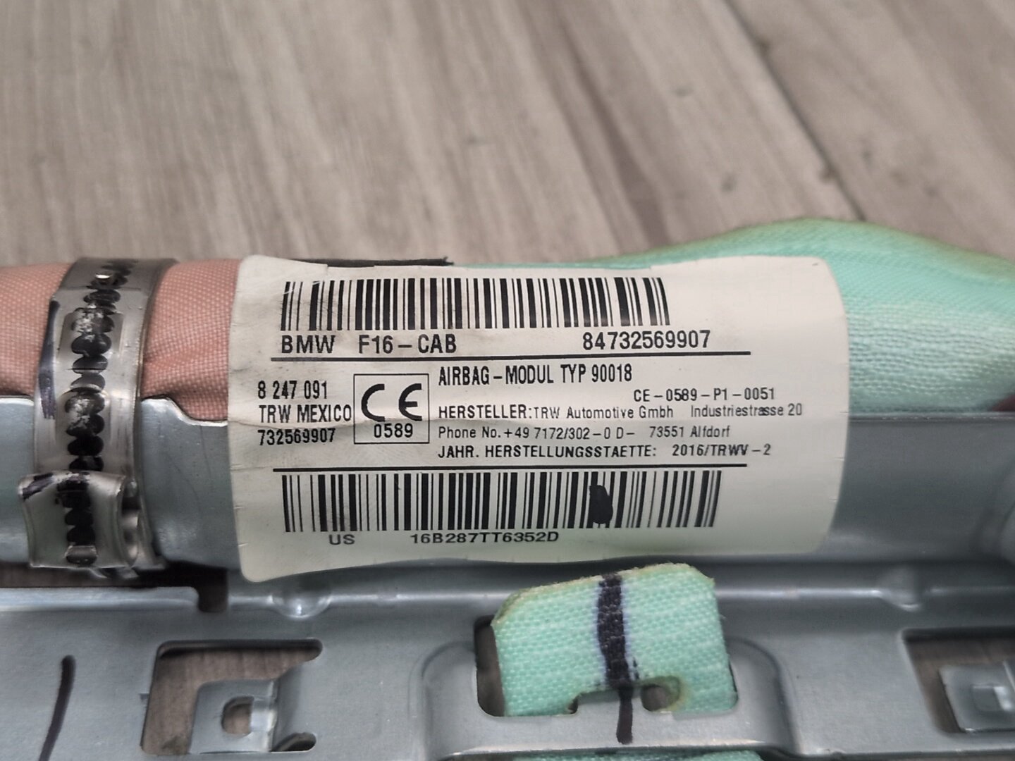 15-19 OEM BMW F16 X6 F86 X6M Left Driver Top Roof Head Curtain Air Bag Airbag