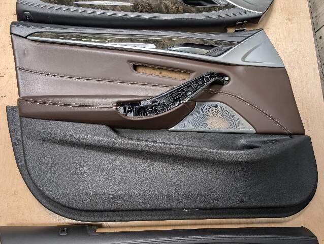 17-20 OEM BMW G30  Front Rear Interior Trim Door Panels SET Leather Brown