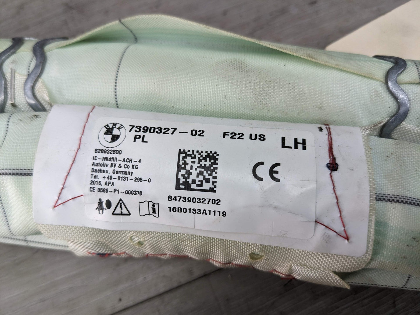 14-20 OEM BMW F22 F87 M2 COUPE Left Driver Top Roof Head Air Bag Airbag Curtain
