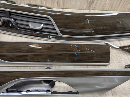 16-19 OEM BMW G12 750 Center Dash Doors Air Vent Wood Interior Light Trim SET